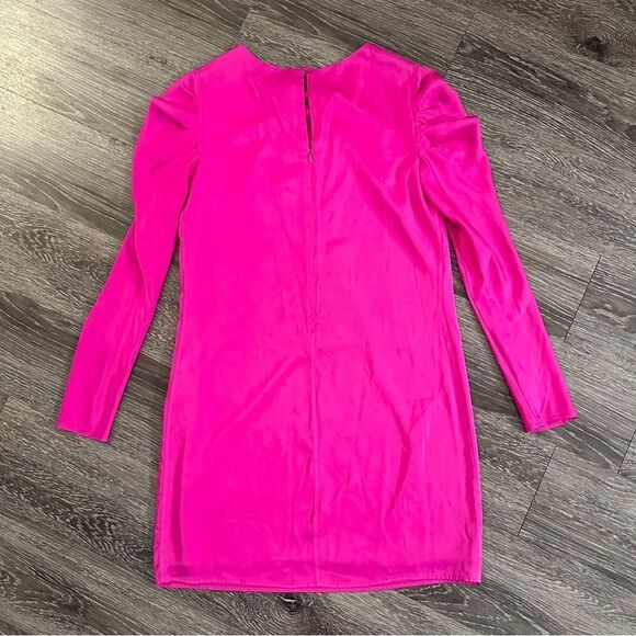 Milly Stretch Silk Carina Draped Long-Sleeve Dress New - Picture 8 of 9